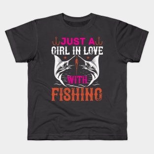 Girls Love Fishing Kids T-Shirt